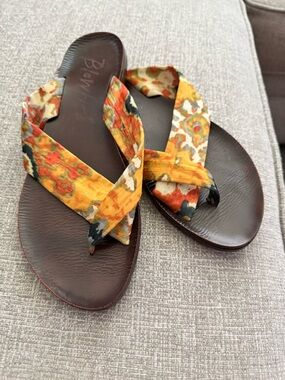 Blowfish Multicolor Floral Strap Sandals with Brown Footbed